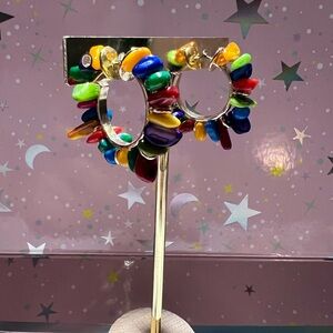 Colorful Beaded Hoop Earrings